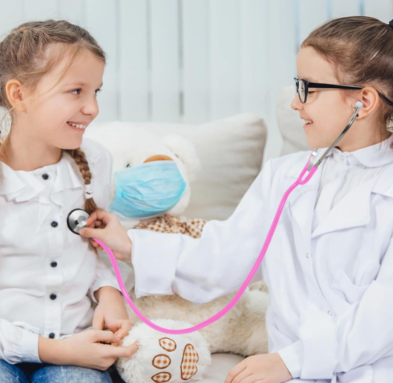 Kids Stethoscope Toy,Real Working Stethoscope for Kids, Toy Doctor Kit for Toddler 3 4 5, Boys Girls Nurse Cosplay Costume Accessories, Pink