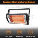 Electric Garage Heaters for Indoor Use, 1500W/750W Ceiling Mounted Radiant Quartz Heater with Work Light, 90 Rotation, 5 Mode Settings, Electric Heater for Garage, Shop, Patio Large Room