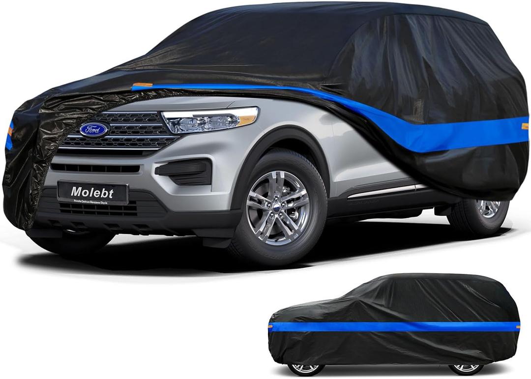 SUV Car Cover Waterproof All Weather for Automobiles, Universal Fit Ford Explorer, Jeep Grand Cherokee, Toyota Highlander, BMW x5, Lexus RX, Honda Pilot etc.(191-201 inch)