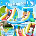 Inflatable Water Slide, Bounce House for Kids Backyard, Toddler Blow Up Bouncer, Splash Zone, Climbing Wall, Water Cannon for Party