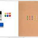 Cork Bulletin Board, 48 X 32 Inches White Magnetic Dry Erase Board, Large Wall Mounted Message Vision Notice Memo Pin Board for Office, Home and School