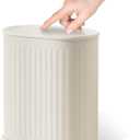 Steel Small Bathroom Trash Can with Lid Press Top 9L/2.4 Gallon Dog Proof Wastebasket with Removable Liner Bucket,Slim Bathroom Garbage Can Bin Under Desk/Sink Bedroom,Living Room,Office,Diaper