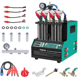 PLAYOCCAR Fuel Injector Cleanr Machine,4 Cylinder Ultrasonic Heating Cleaning Injector Machine,Tester Kit for Gasoline Diesel Car & Motorcycle FEI/FSI Injector
