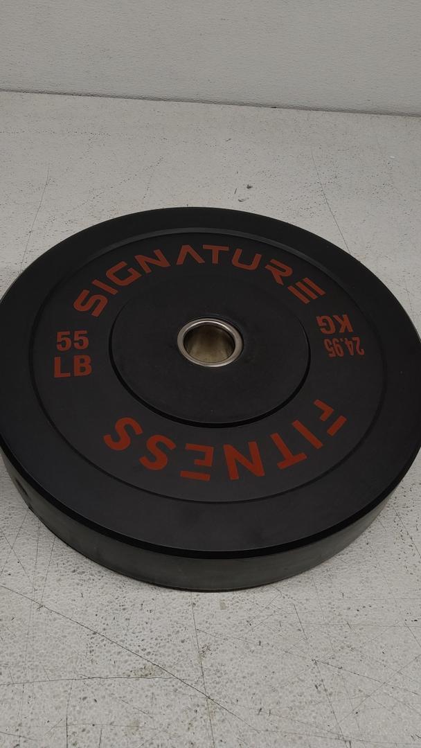 Olympic Bumper Plate 2 inch Hole - 55LB (Black) | Solid Rubber Weight Plate for CrossFit, Deadlift, Powerlifting & Home Gym