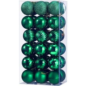36 Pieces Christmas Ball Ornaments Shatterproof Christmas Decorations Tree Balls for Tree Ornaments Holiday Wedding Party Decoration Hooks 1.57 Inch (Green)