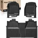 YHTAUTO Automotive Floor Mats Compatible with 2007-2013 Chevy Silverado/GMC Sierra 1500, 2007-2014 Silverado/Sierra 2500HD/3500 HD (Crew Cab), TPE Floor Liners All-Weather Protection, 1st & 2nd Row