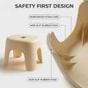 Plastic Step Stool, Heavy-Duty ABS Bathroom Shower Stool with Non-Slip Rubber Pads, Light Beige