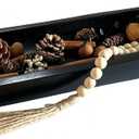 Wooden Dough Bowls Decorative，Rustic Bread Long Bowls Decor Wood Tray, Hand Carved For Table Centerpiece Decor, Home Decor (20 * 6 * 2 inch Black), LARGE