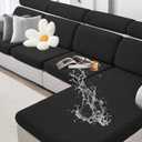 Couch Cushion Covers Waterproof, Stretch Sectional Couch Covers, Sofa Cushion Covers Washable, Non Slip Magic Sofa Covers, with Elastic Bottom and 2 Straps, Pet-Friendly (Large Single Seat Cover)