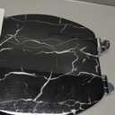 Angel Shield Marble Toilet Seat Durable Molded Wood with Quiet Close,Easy Clean，Quick-Release Hinges (Elongated,Black Marble)