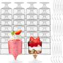 120 Pcs Mini Plastic Dessert Cups with Spoons | Serves 60 | 5 OZ Goblet Dessert Shooters Small Valentine's Day Party Serving Cups for Parfait, Pudding, Appetizers, Mousse Shot Glasses