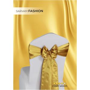 SARVAM FASHION Satin Chair Sashes - Elegant Premium Quality, 6 x 108 Inch - Perfect for Weddings, Parties, and Events - (Golden, 10 pcs)