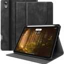 H HOLIMET Case for iPad mini 7 A17 Pro iPad mini 7th/6th (2024/2021) with Pencil Holder Pocket with Soft TPU Back Cover Sleep/Wake, Vegan Leather (BLACK)