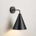 Vintage Modern Metal Conical Wall Sconce, Black, 9.8" Dia x 15" H, 10 inch
