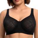 HSIA Minimizer Bras for Women Full Coverage Underwire Plus Size Unlined Mesh Jacquard Bra with Wide Straps (Black)