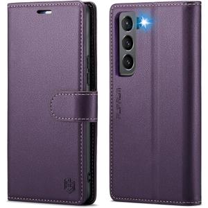 FLIPALM Wallet Case for Samsung Galaxy S21, RFID Blocking Credit Card Holder, PU Leather Folio Flip Kickstand Protective Shockproof Cover for Galaxy S21 (Purple)