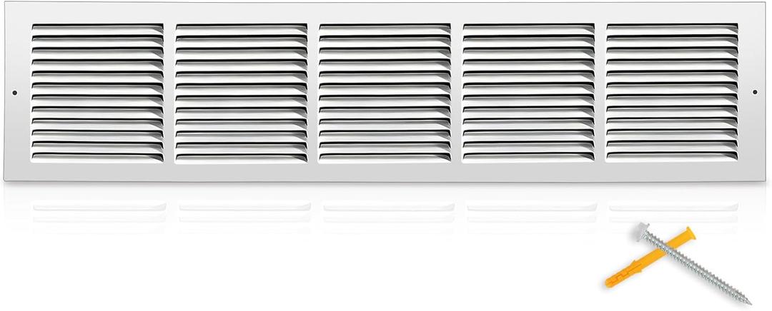 Fancat 30x6 Duct Opening | Steel Return Air Grille | Vent Cover Grill for Sidewall and Ceiling | HVAC Cold Air Intake Grille | White | Outer Dimensions: 31.75"W X 7.75", 30''Wx6''H [Duct Opening]