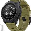 Rugged Tactical Nylon Band for Garmin Instinct/Instinct 2 Watch Band, Military Sport Strap for Instinct3 45mm Replacement Watch Strap Compatible with Garmin 22mm Instinct2 Tactical/Tide/Esports/Solar (J-Army Green)