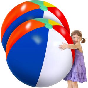 27 Inch Rainbow Beach Balls Giant Inflatable Large Pool Beach Balls Inflatable Swimming Pool Toys for Summer Water Games (2 Pcs)