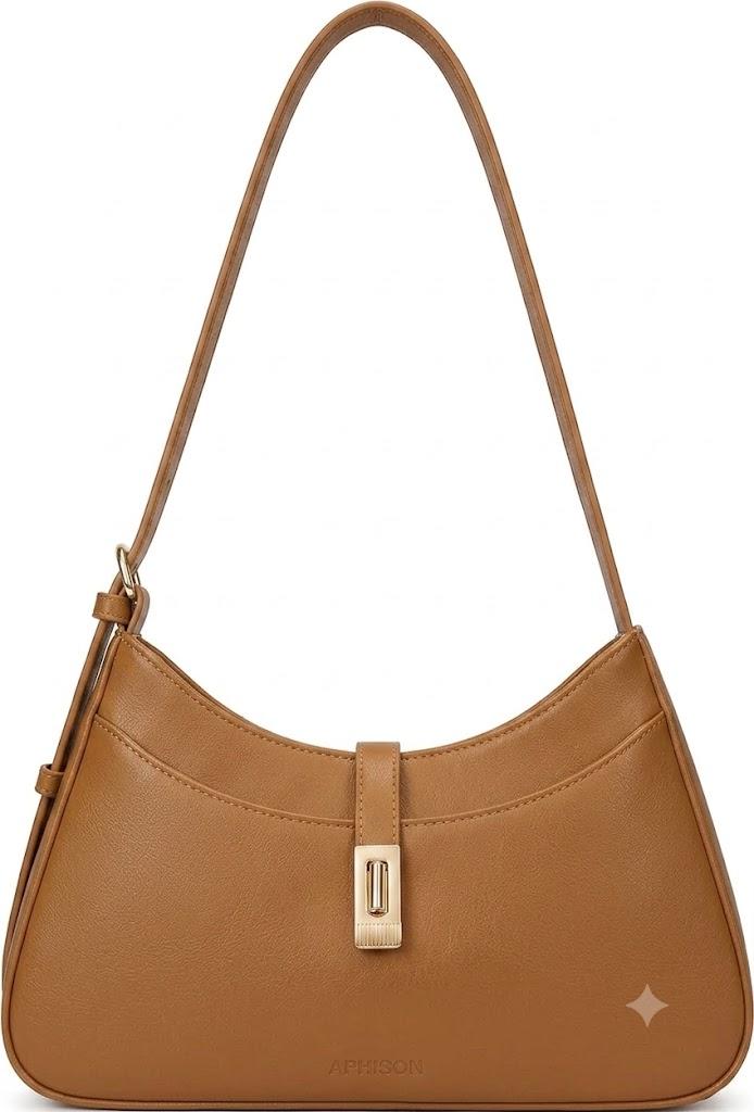 APHISON Shoulder Bag for Women Trendy, Vegan Leather Hobo Purses and Handbags with Adjustable Strap Brown