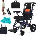 2026 Super Lightweight Transport Wheelchair for Seniors & Adults with Telescopic Handle, Upgraded Portable Folding Transfer Wheel Chairs, Gradient Dark Green, for Travel & Daily Use, 220 lbs Capacity