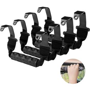 4 Pcs Grab Handles with Metal Hooks Compatible with Jeep Gladiator JT & Wrangler JL 20182023, Front & Rear Roll Bar Handle Grips for 4-Door Models, Replace 82215524 82215523AC