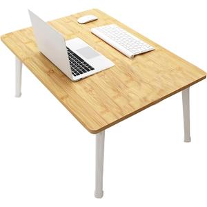 Foldable Laptop Desk for Bed, Bed Laptop Table, Foldable Portable Lap Bed Tray, 23.6 Inch Floor Table for Drawing, Reading and Writing, Bamboo