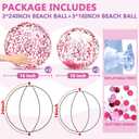 5 Pack Sequins Beach Balls 16 Inch 24 Inch, Inflatable Confetti Glitters Clear Beach Ball Swimming Pool Toy Birthday Party Supplies Pool Party Decorations Favors Gifts Water Balloons for Kids Adults