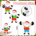Fitness Gym Christmas Ornaments Funny Decoration Santa Weight Lifting Workout Ornaments Wooden Barbell and Dumbbell Xmas Rustic Tiered Tray Standing Tabletop Decor for Gym Lovers Gifts