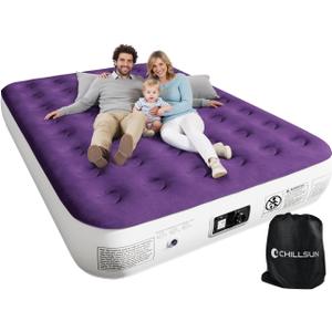 CHILLSUN Queen Air Mattress with Built in Pump,Elevated Durable Inflatable Mattresses with Storage Bag,13" Fast&Easy Inflating Blow Up Airbed,Camping Accessories for Travel&Guests&Home