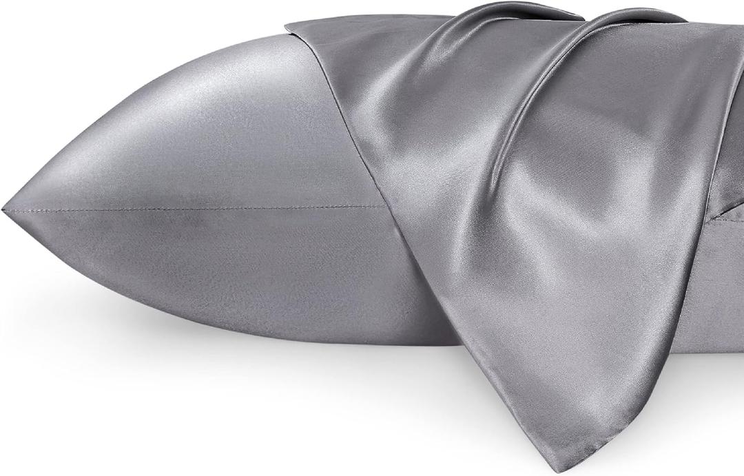 Bedsure King Size Satin Pillowcase Set of 2 - Dark Grey Pillow Covers for Hair and Skin with Envelope Closure, Similar to Silk Pillow Cases, Gifts for Women Men, 20x36 Inches (King (20" x 36"), 03 - Dark Grey)