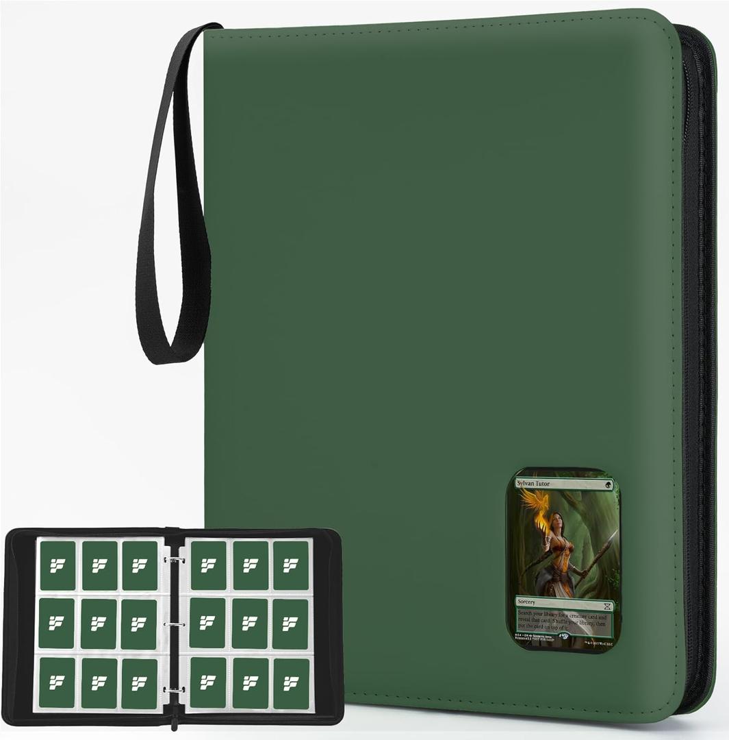 Card Binder 9 Pocket, Trading Card Binder with Clear Window Design, 720 Double Sided Pocket PU Collection Binder, Card Albums for MTG, TCG, and Sports Cards(Dark Green)