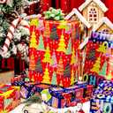 2 x Afucus Christmas Wrapping Paper, Christmas Tree, Holly Jolly, HO Santa Claus Laughing, Gift Box Themed Gift Wrap Paper, Cute Mini Rolls for Party (17 Inch X 120 Inch) (Christmas-Purple Red)