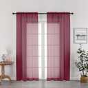 OWENIE Burgundy Red Sheer Curtains 72 Inches Long 2 Panels Set, Transparent Voile Sheer Curtain Rod Pocket Gauze Drapes for Living Room Bedroom Window Sliding Glass Door Treatment, Each 42 x 72 Inch