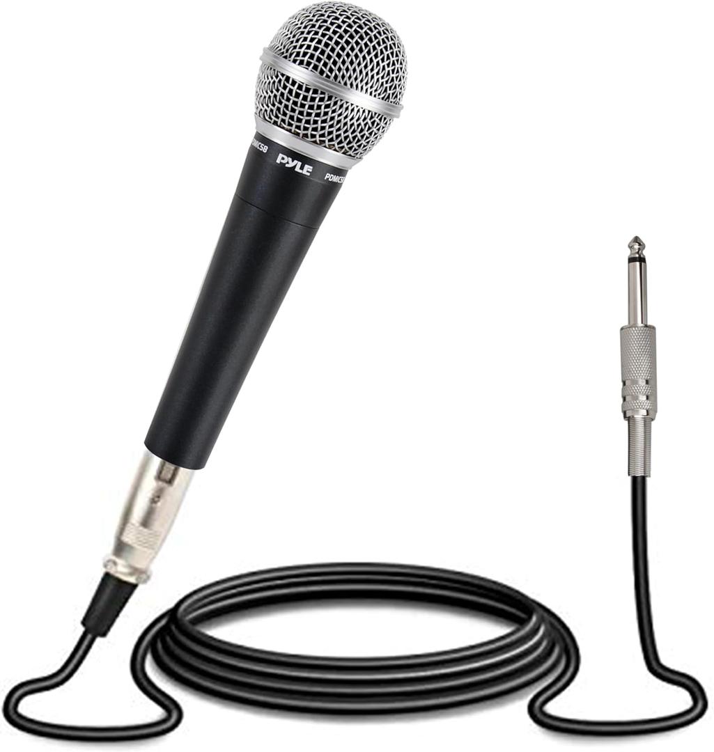 Pyle Microphone, Dynamic Cardioid, XLR Cable Included, Unidirectional, Rugged Construction, Built-in Pop Filter, Perfect for Stage & Studio, High Gain, Ultra-Wide Frequency Response, 15ft Cable