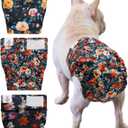 CuteBone Washable Dog Diapers Female No Tail Hole 3 Pack Reusable Doggie Period Training Pants for Docked-Tail Frenchie French Bulldog Boston Terrier Without Tail WWD33M