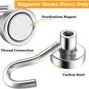 MIN CI Magnetic Hooks Heavy Duty, 35lb+ Strong Magnetic Wall Hooks for Hanging, Neodymium Metal Magnets with Hooks Large Magnetic Hooks, for Classroom Cruise Fridge Kitchen, Pack of 12
