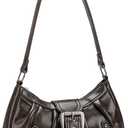 WantGor Women's Shoulder Bag, Clutch Tote Bags Top Handle Purse Zipper Handbag Buckle Punk Purses Trendy Underarm Bag (Brown)