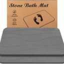 Stone Bath Mat, Diatomaceous Earth Shower Mat, Non-Slip Super Absorbent Quick Drying Bathroom Floor Mat2 Pack, Grey