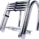 4 Step Pontoon Boat Ladder, 316 Stainless Steel Folding Telescoping Ladder Rear Entry Inboard Ladders All Welded Reinforce Heavy Duty Swim Deck Ladder Wide Steps Safe Handrails