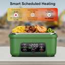 Cordless Electric Heated Lunch Box, XL 6.3Cups Rechargeable Food Warmer Lunch Box with Self Heating, Smart Timer, Adjustable Temperature, Leakproof, BPA Free, Removable Divider Green