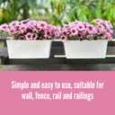 LaLaGreen Rail Planter Outdoor Plants (16 Inch, 5 Pack) Metal Planters Herbs Rectangular Buckets Hanging Flower Pots Balcony Box Plant Holder Modern Wall Mount Iron Deck Railing Fence Porch Home Decor