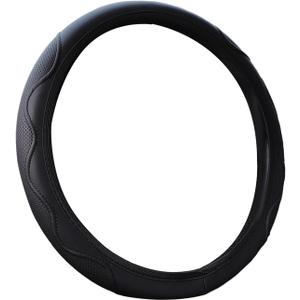 Auto Steering Wheel Cover Anti Skid Good Performance Easily Install Comfortable to Grip Simple for Most of Car PU Leather, Black