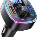 LENCENT Bluetooth 5.4 Car Adapter FM Transmitter 54W Fast Charging, Dual Mics, HiFi Bass Sound, 2 Modes LED Backlit, Cigarette Lighter Adapter Hands-Free Calling Radio, Support USB Drive