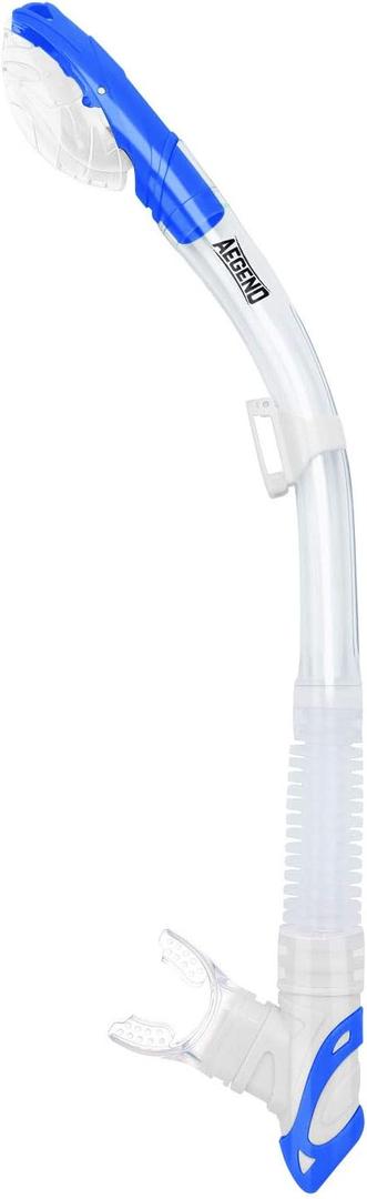 Aegend Diving Dry Snorkel for Adult & Youth - Snorkeling Gear with Top Dry Valve, Perfect for Snorkeling, Freediving, Swimming and Scuba Diving (Clear Blue)