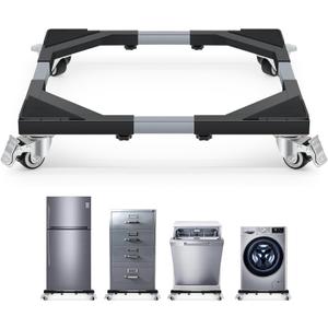Nefish Upgraded Heavy Duty Washing Machine Dolly with Wheels 21-28 Inch Stainless Steel Appliance Roller 700 Lbs Furniture Cart with Wheel Flat Dollies for Washer and Dyer, Fridge, Cabinet, Boxes (Black)