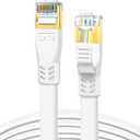 DDMALL CAT 8 Ethernet Cable, 1.5ft 3ft 6ft 10ft 15ft 20ft 25ft 30ft 40ft 50ft 65ft 100ft Flat LAN Cable, 40Gbps High Speed Internet Cable with RJ45 Connector for Router, Indoor&Outdoor (1.5ft White)