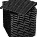 24 PCS Modular Interlocking Cushion Interlocking Floor Tiles with Hole Drainage Mat 10" x 10" Non Slip Pool Deck Mat Outdoor for Drain Deck Pool Patio Shower Kitchen Balcony (Black)