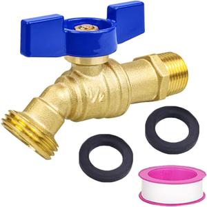 TMOK 1/4 Turn Large Flow 1/2" x 3/4" Outdoor Faucet-Brass Hose Bib Garden Faucet 1/2" MIP Inlet, 3/4" MHT Outlet,Teflon Tape & Washers Included,Water Hose Spigot,Valve,Frost Resistant and Leak Proof