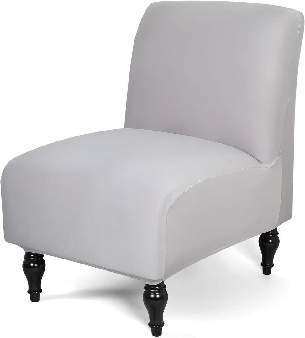 Liykimt Armless Accent Chair Cover SlipcoverSlipper Chair Stretch Spandex Removable for Armless Chair Furniture Protector Covers for Living Dining Room Hotel (Light Gray, 1)